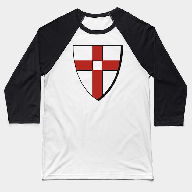 Knight Shield with a red holy cross on it Baseball T-Shirt by Creative Art Store